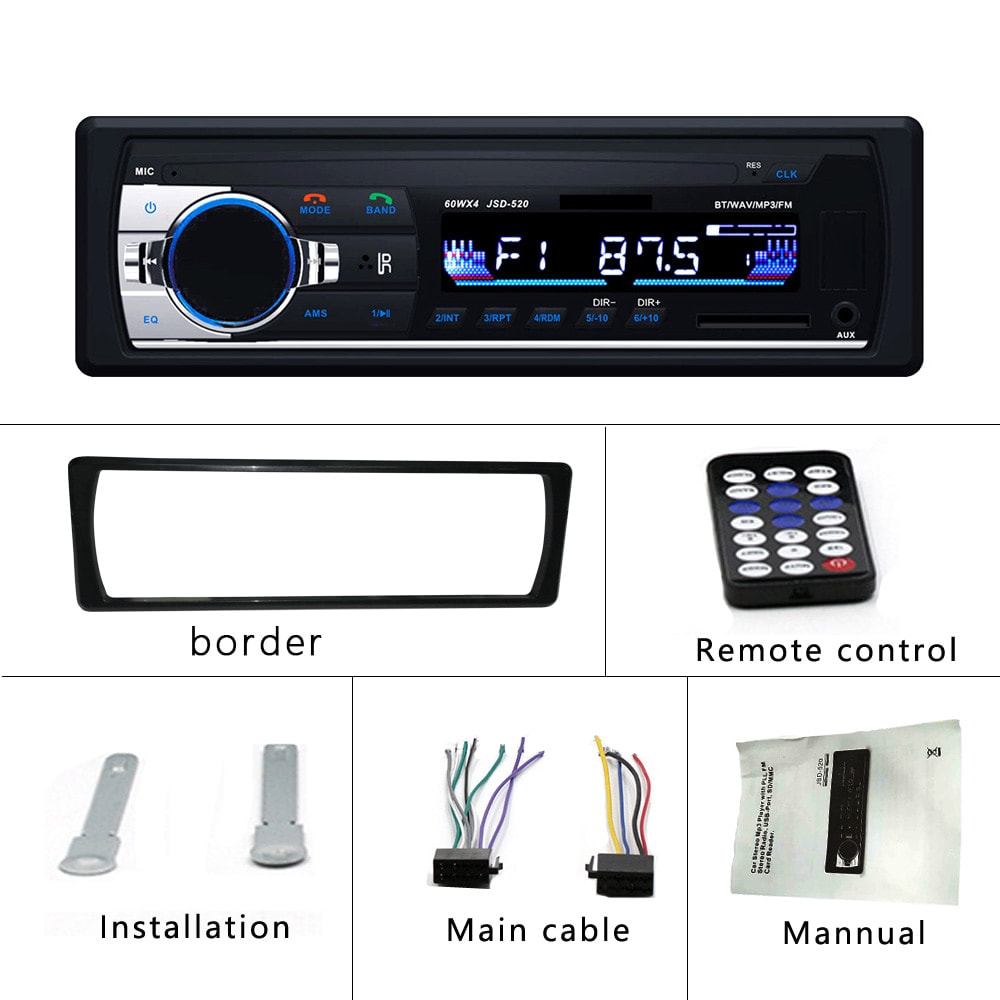 Jsd 5 12v Car Radio Stereo Aux Usb Sd Mp3 Wma Player With Car Radio Receiver